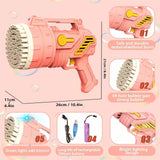 69-Hole Bubble Gun Hand-Held Automatic Bubble Machine Luminous Kids Toy Pink