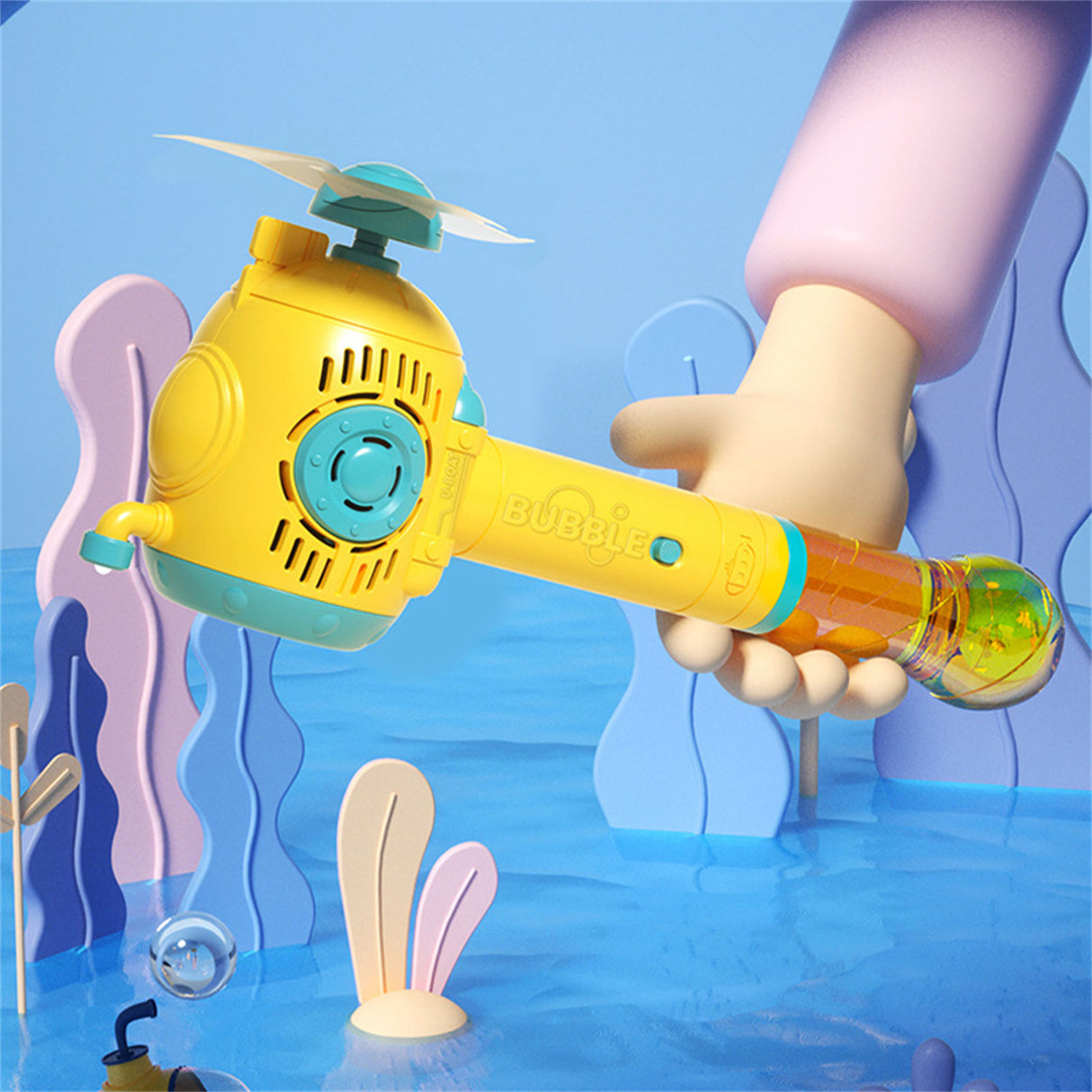 Children's Windmill Submarine Bubble Stick Hand-Held Automatic Bubble Toy