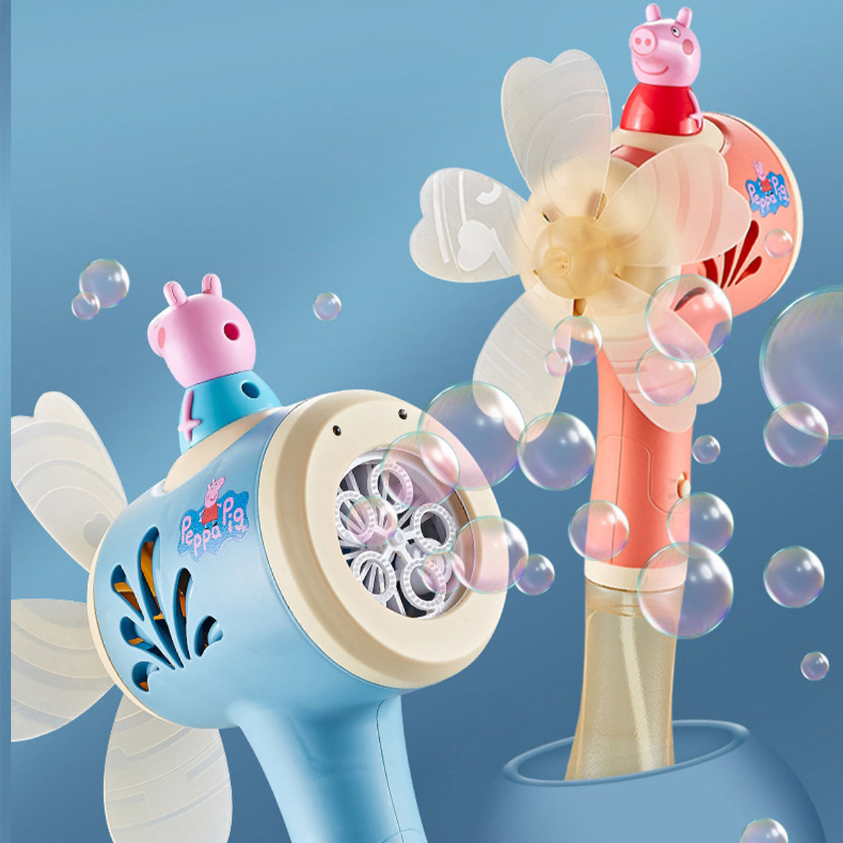 Peppa Pig Windmill Bubble Machine Hand-Held Stick Electric Bubble Toy Blue