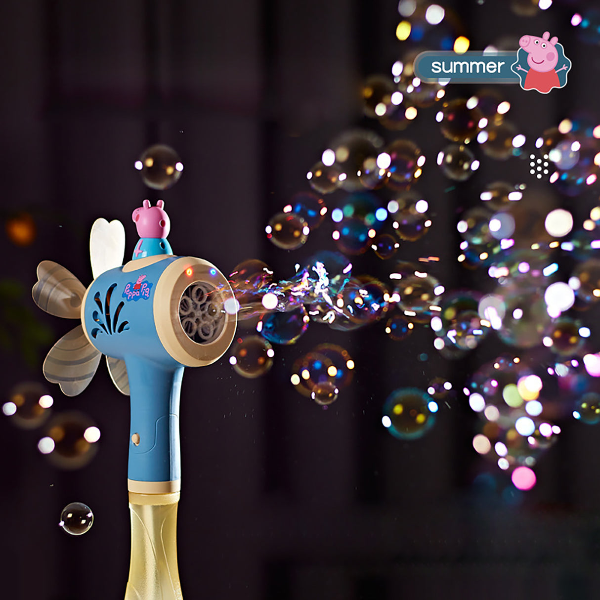 Peppa Pig Windmill Bubble Machine Hand-Held Stick Electric Bubble Toy Blue