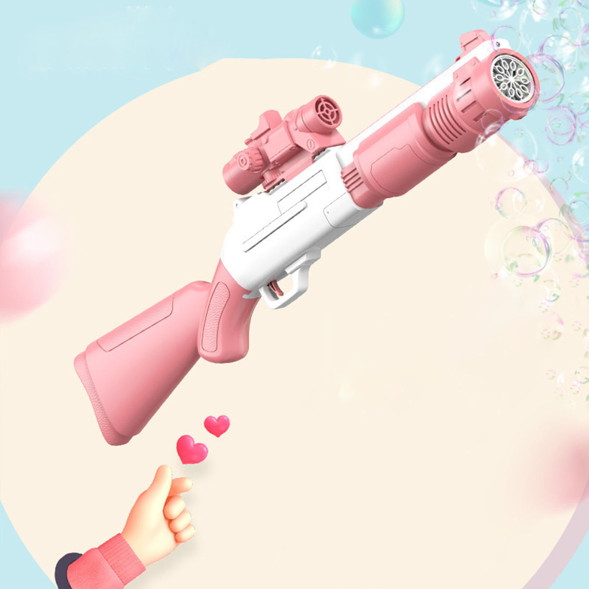 Bubble Machine Fully Automatic Hand-Held Spray Gun Electric 10-Hole Toy Pink