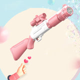 Bubble Machine Fully Automatic Hand-Held Spray Gun Electric 10-Hole Toy Pink