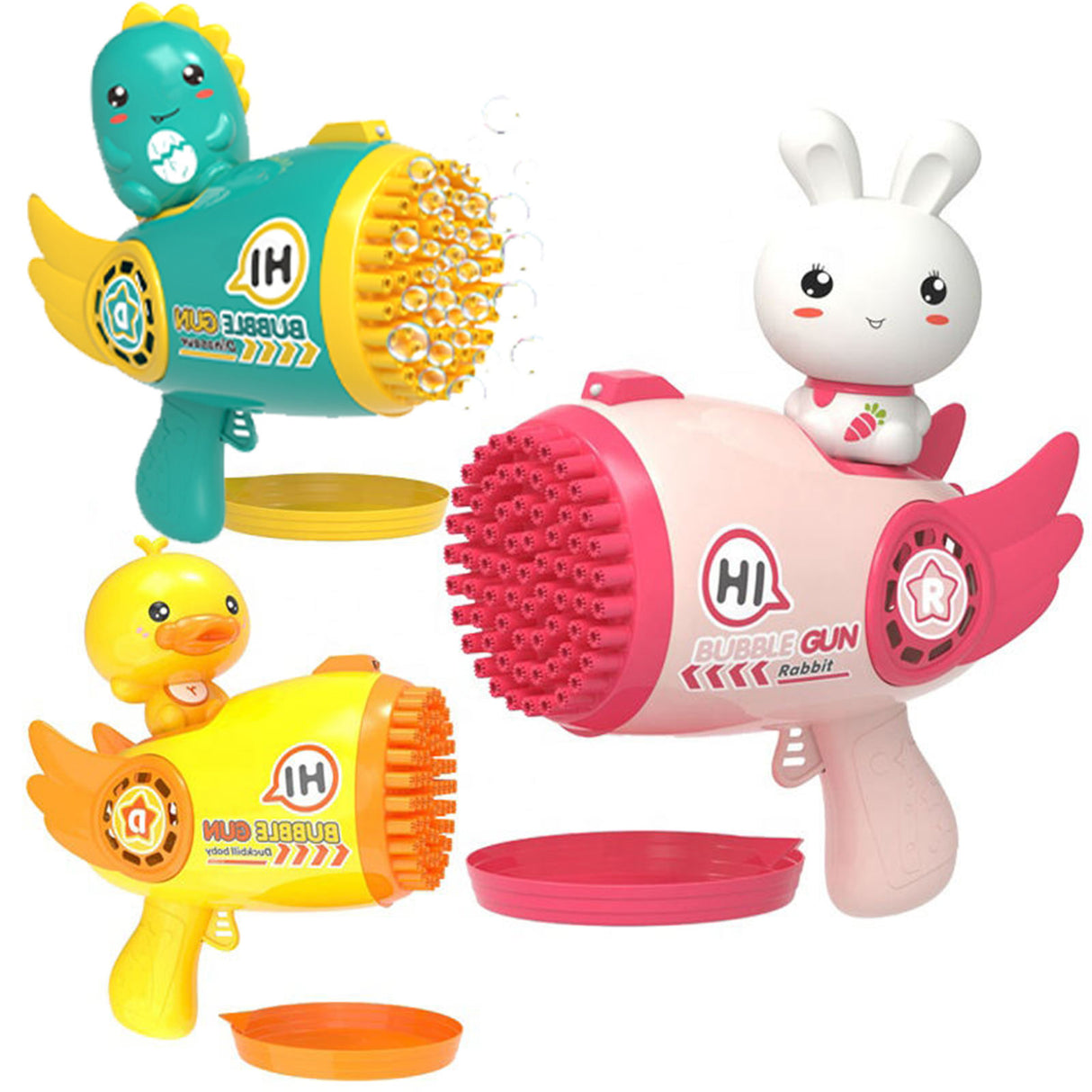 Little Dinosaur 69-Hole Automatic Bubble Gun Toy Outdoor Soap Cartoon Machine