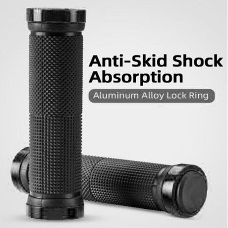 Bike Handlebar Grips MTB Mountain BMX Bike Bicycle Soft BLACK Fixed Double Lock Screw Tight Grips - Easy Fit -