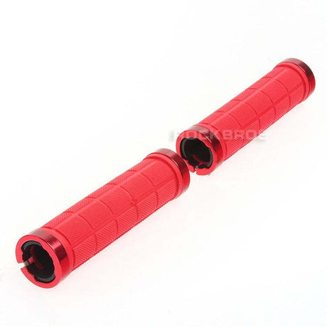 Bike Handlebar Grips MTB Mountain BMX Bike Bicycle Soft RED Fixed Double Lock Screw Tight Grips - Easy Fit -