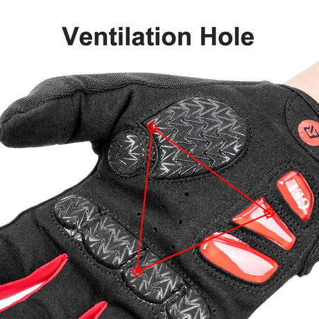 Full Finger MTB Gloves Medium Sizefor Mountain Road Bike Breathable Red  Unisex Device Friendly Finger Material Anti Slip
