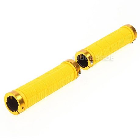 Bike Handlebar Grips MTB Mountain BMX Bike Bicycle Soft YELLOW Fixed Double Lock Screw Tight Grips - Easy Fit -