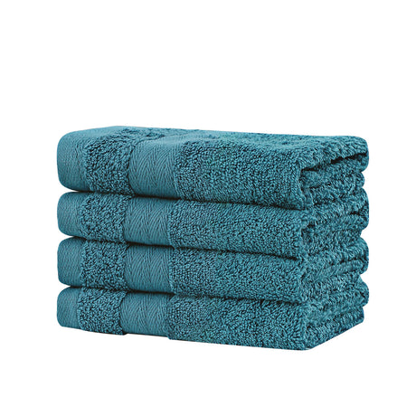 Bath Towel Set - 4 Piece Cotton Washcloths - Blue
