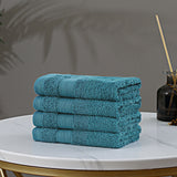 Bath Towel Set - 4 Piece Cotton Washcloths - Blue