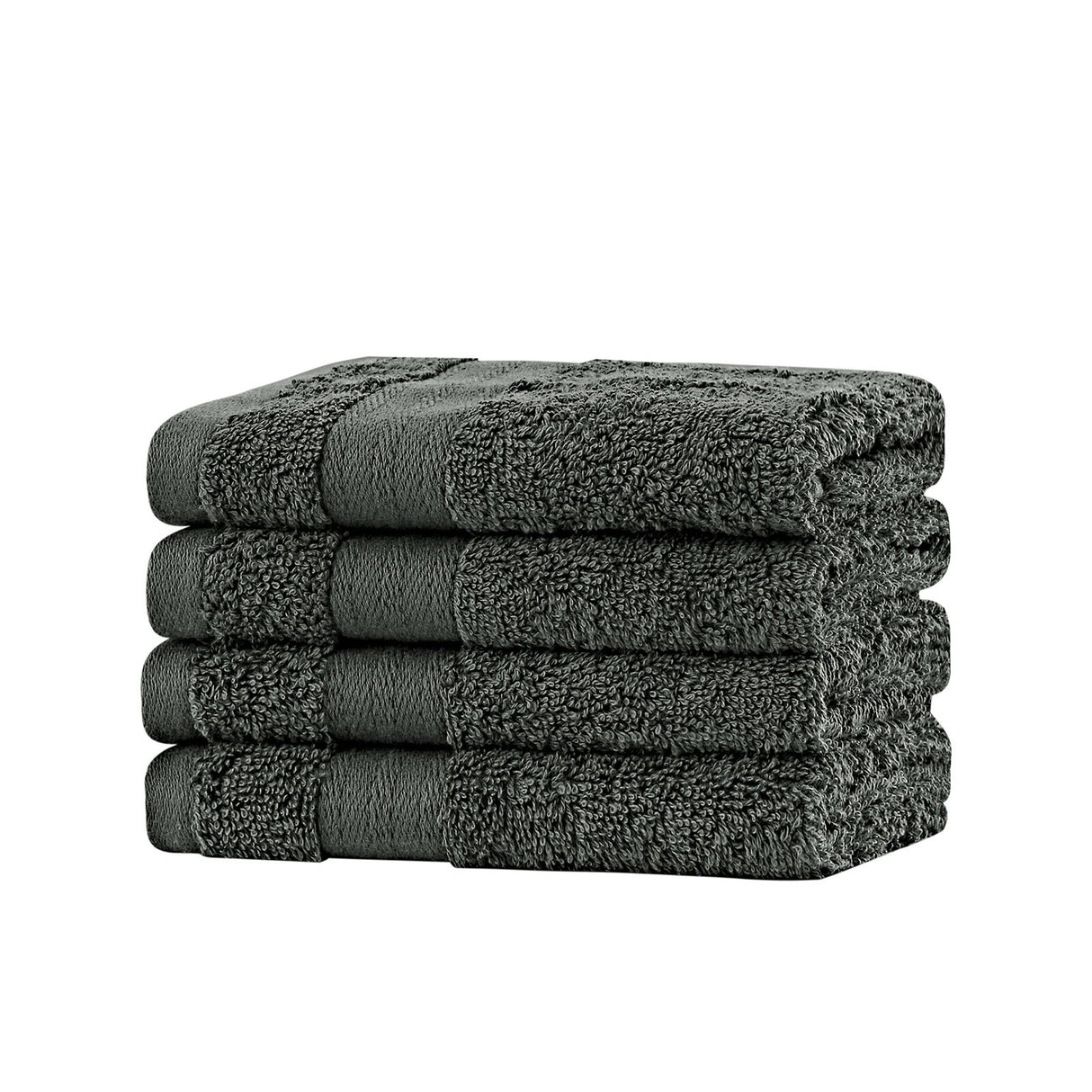 Bath Towel Set - 4 Piece Cotton Washcloths - Charcoal