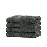 Bath Towel Set - 4 Piece Cotton Washcloths - Charcoal