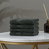 Bath Towel Set - 4 Piece Cotton Washcloths - Charcoal