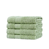 Bath Towel Set - 4 Piece Cotton Washcloths - Sage Green