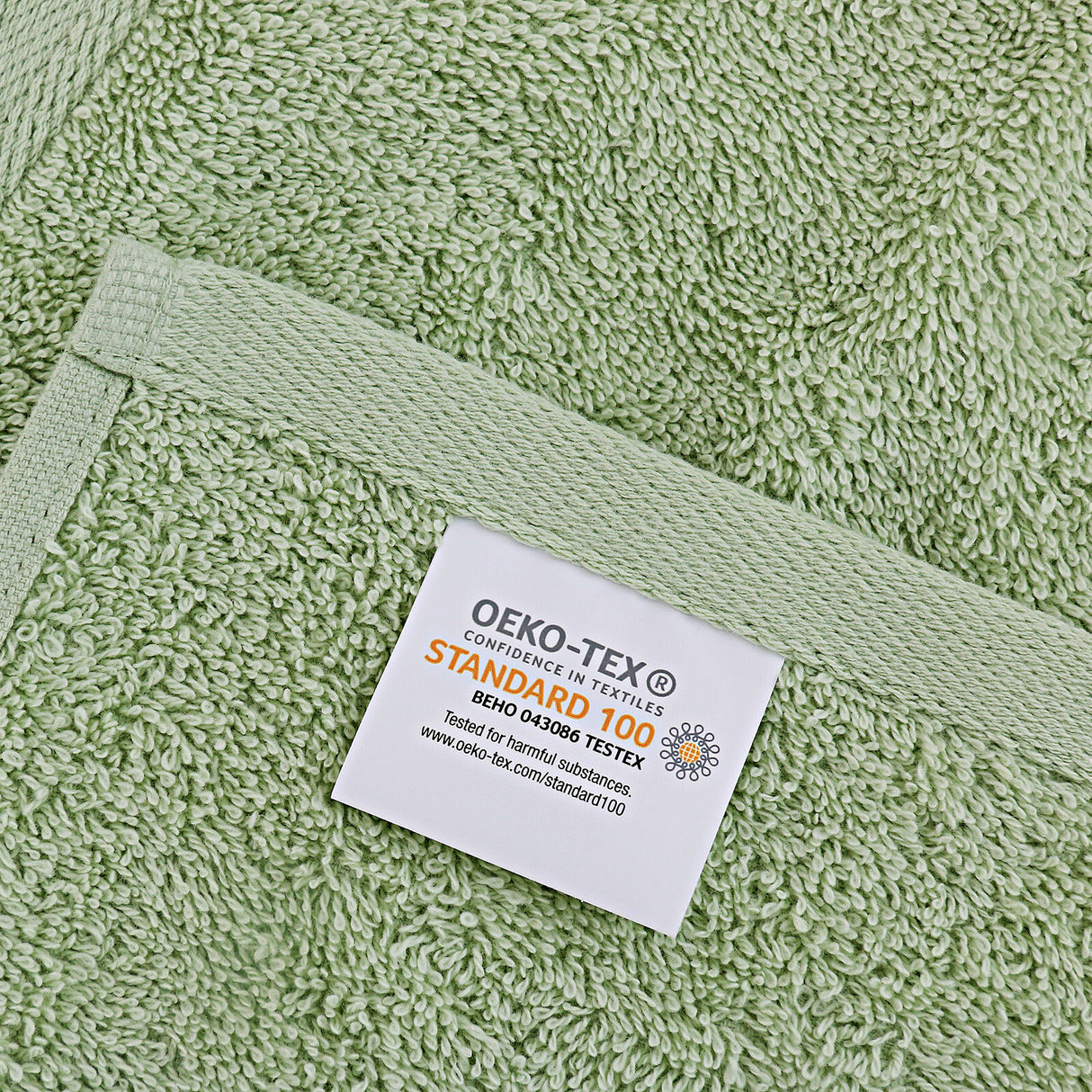 Bath Towel Set - 4 Piece Cotton Washcloths - Sage Green