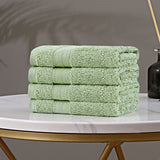 Bath Towel Set - 4 Piece Cotton Washcloths - Sage Green