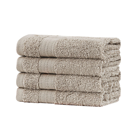 Bath Towel Set - 4 Piece Cotton Washcloths - Sandstone