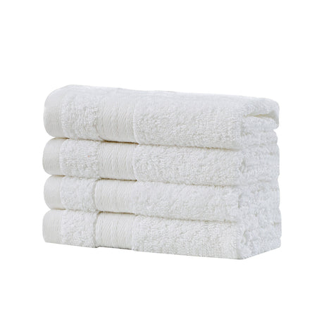 Bath Towel Set - 4 Piece Cotton Washcloths - White