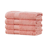 Bath Towel 4 Piece Cotton Hand Towels Set - Coral