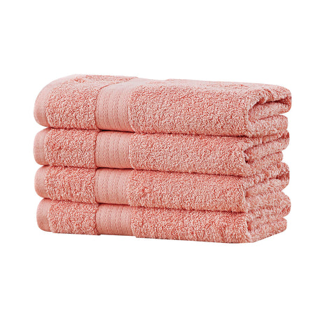 Bath Towel 4 Piece Cotton Hand Towels Set - Coral