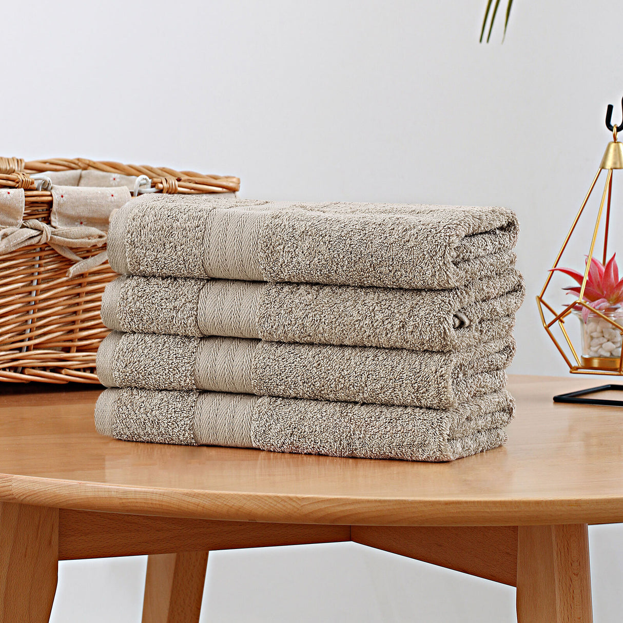 Bath Towel 4 Piece Cotton Hand Towels Set - Sandstone