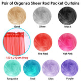 Pair of Organza Sheer Rod Pocket Curtains Fire Red