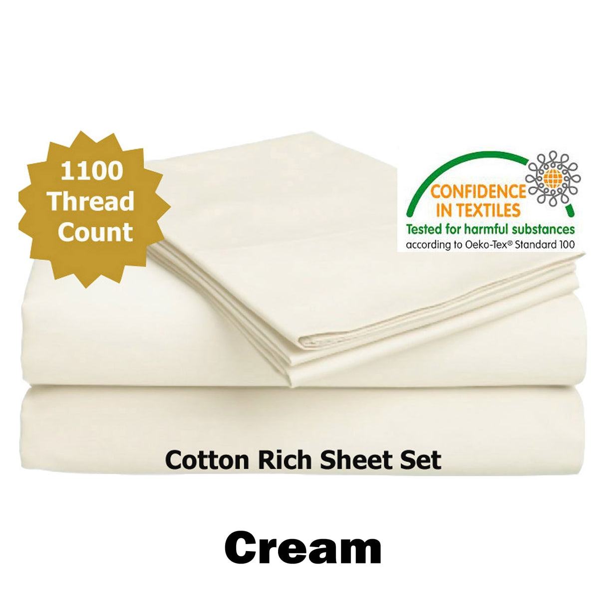 1100TC Cotton Rich Sheet Set Cream King
