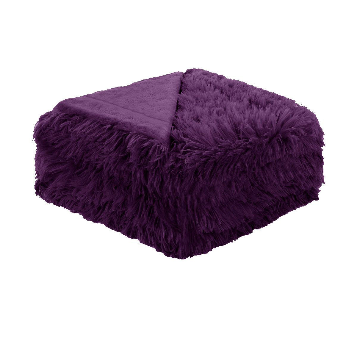 Soft Shaggy Long Hair Blanket Queen Purple