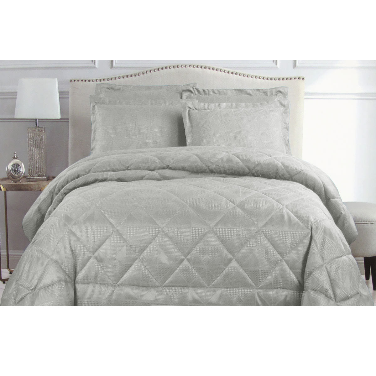 Eli Jacquard Comforter Set King Silver