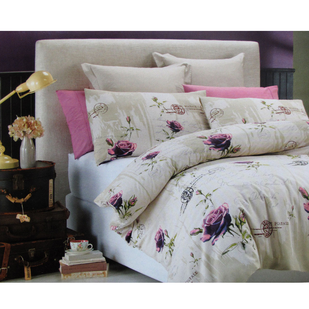 French Rose Easy Care Quilt Cover Set Queen