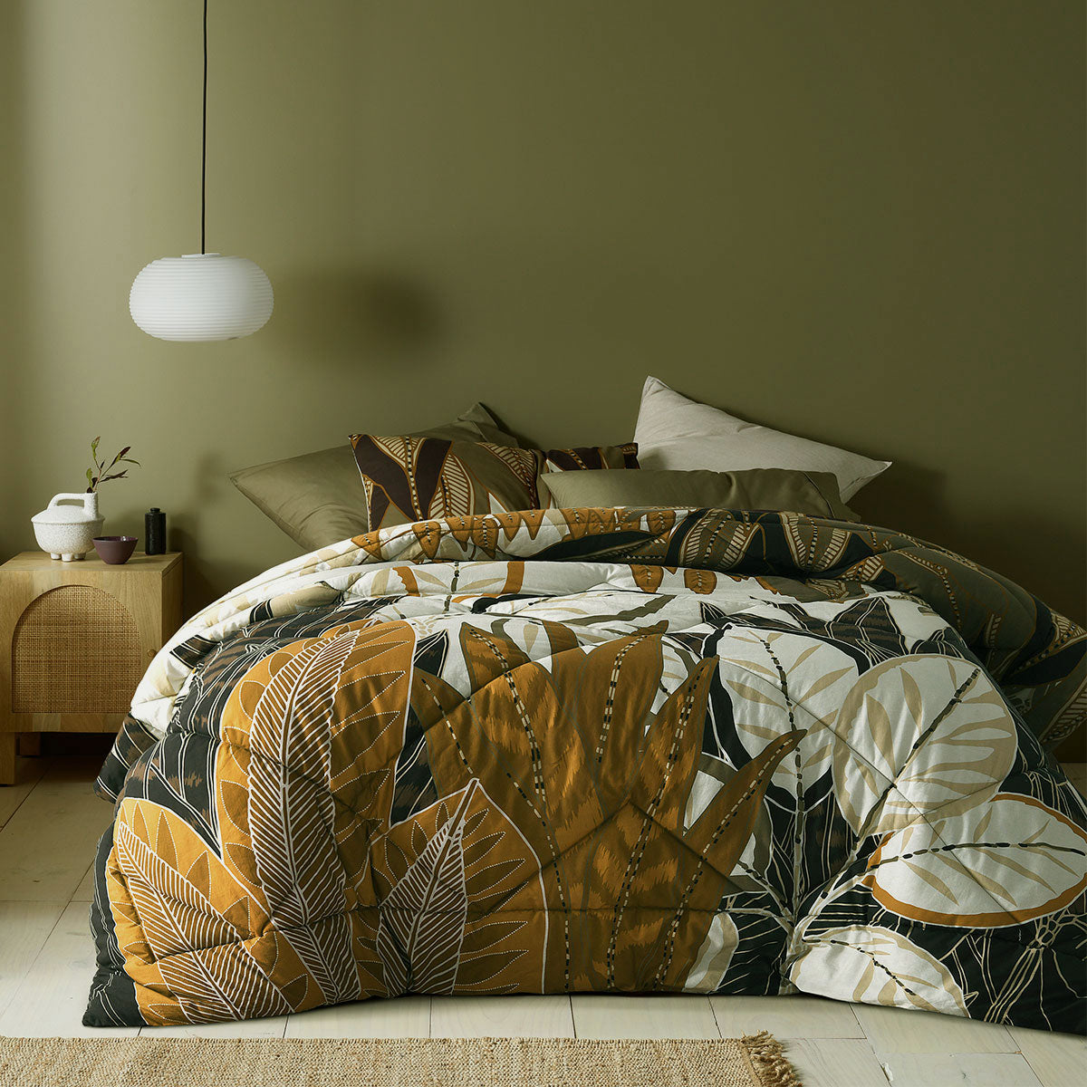 Bronte Washed Cotton Printed 3 Piece Comforter Set King