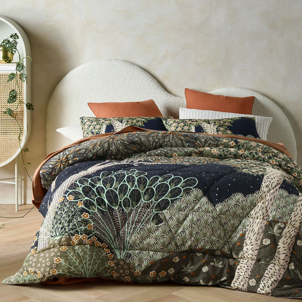 The Forest Linen Cotton Digital Printed 3 Piece Comforter Set Queen