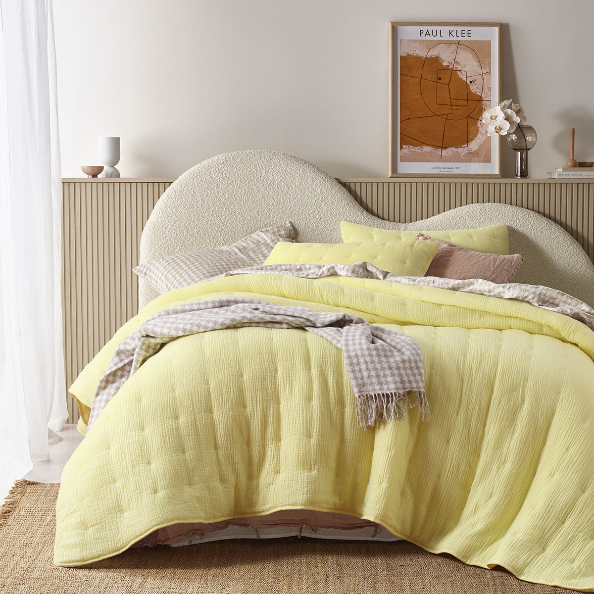 3 Piece Hugo Cotton Gauze Quilted Comforter Set Butter Queen