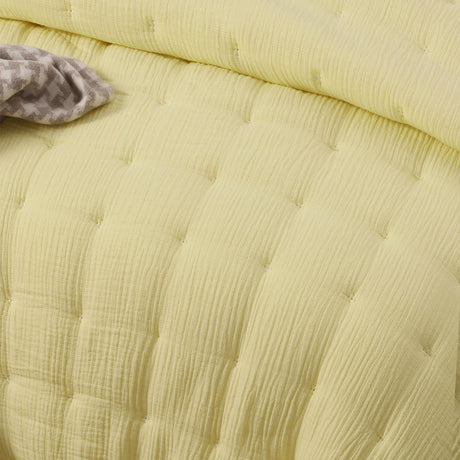 3 Piece Hugo Cotton Gauze Quilted Comforter Set Butter Queen
