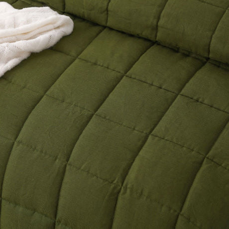 Olive French Linen Coverlet Set King
