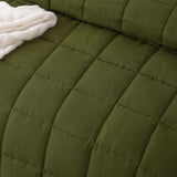 Olive French Linen Coverlet Set Queen