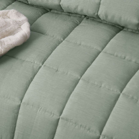 Sage French Linen Coverlet Set Queen