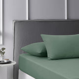 Olive Washed Cotton Fitted Sheet Set Queen
