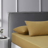 Pecan Washed Cotton Fitted Sheet Set Double