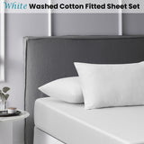 White Washed Cotton Fitted Sheet Set King