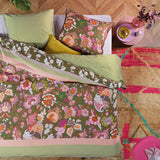 Amelie Sits Mix Green Cotton Sateen Quilt Cover Set King