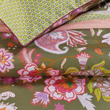 Amelie Sits Mix Green Cotton Sateen Quilt Cover Set King