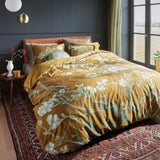 Blossoming Ochre Cotton Sateen Quilt Cover Set Queen