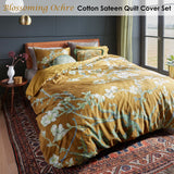 Blossoming Ochre Cotton Sateen Quilt Cover Set Queen