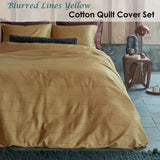 Blurred Lines Yellow Cotton Sateen Quilt Cover Set Queen