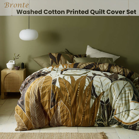 Bronte Washed Cotton Printed Quilt Cover Set King