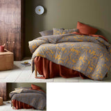 Clove Washed Cotton Printed Reversible Quilt Cover Set Queen