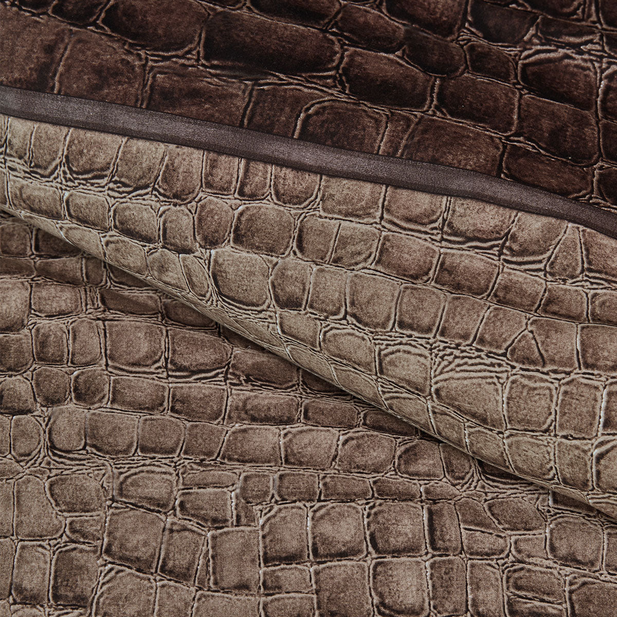 Croco Brown Cotton Quilt Cover Set Queen