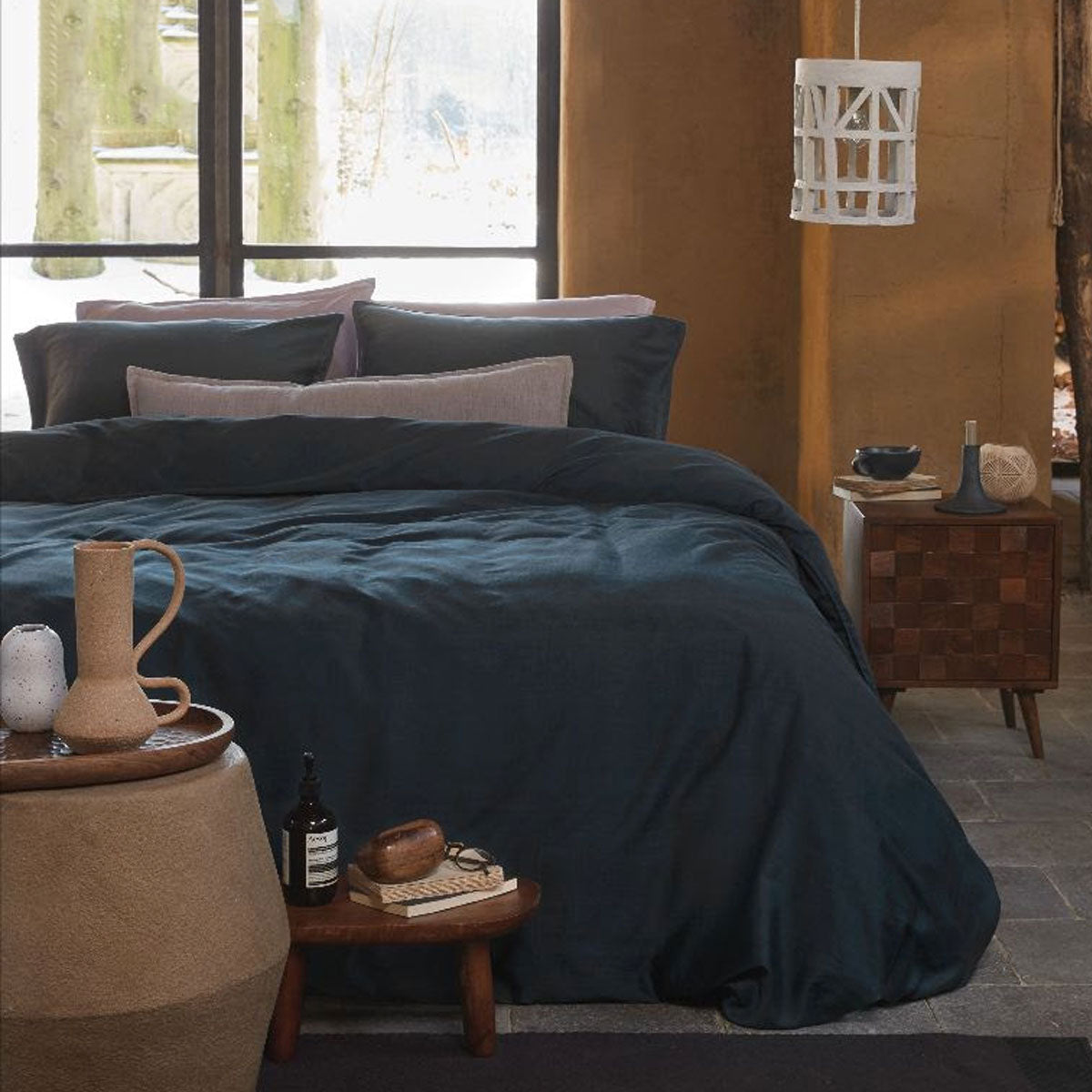 Earth Dark Blue Quilt Cover Set King