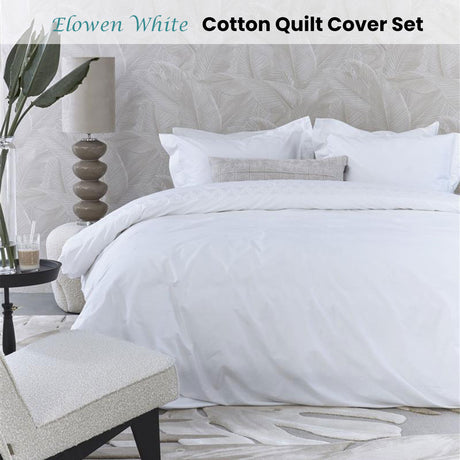 Elowen White Cotton Quilt Cover Set Queen