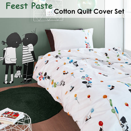 Feest Pastel Cotton Quilt Cover Set Single